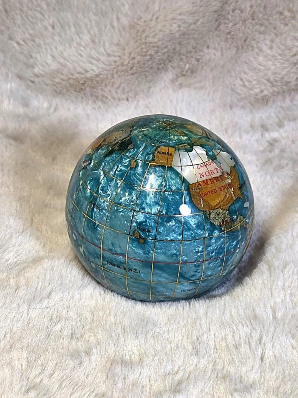 Vintage Handcrafted Semi-Precious Gemstone Globe Paperweight Alexander Kalifano
